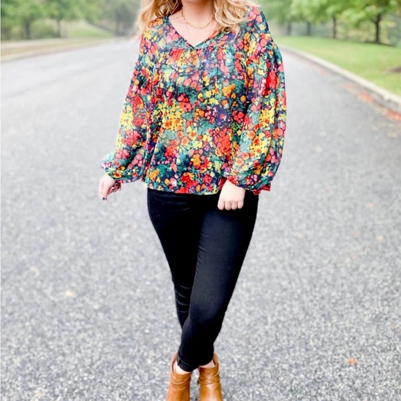 Bucket list: Happy Floral Chiffon Babydoll Top - Picture 7 of 8
